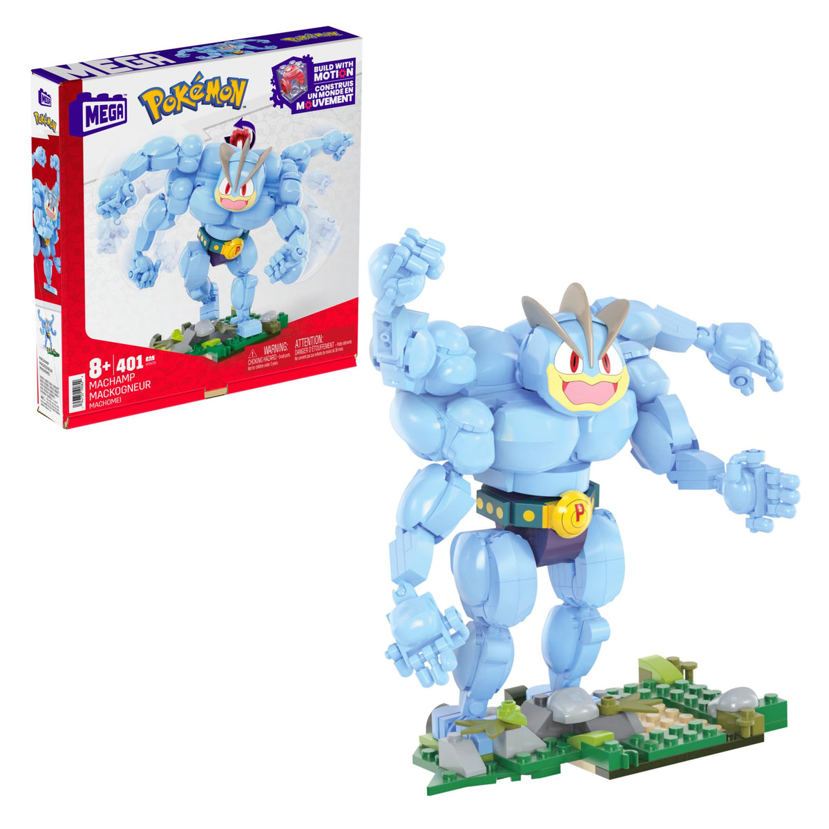 Mega Brands Machamp crank motion shows interactive action during play