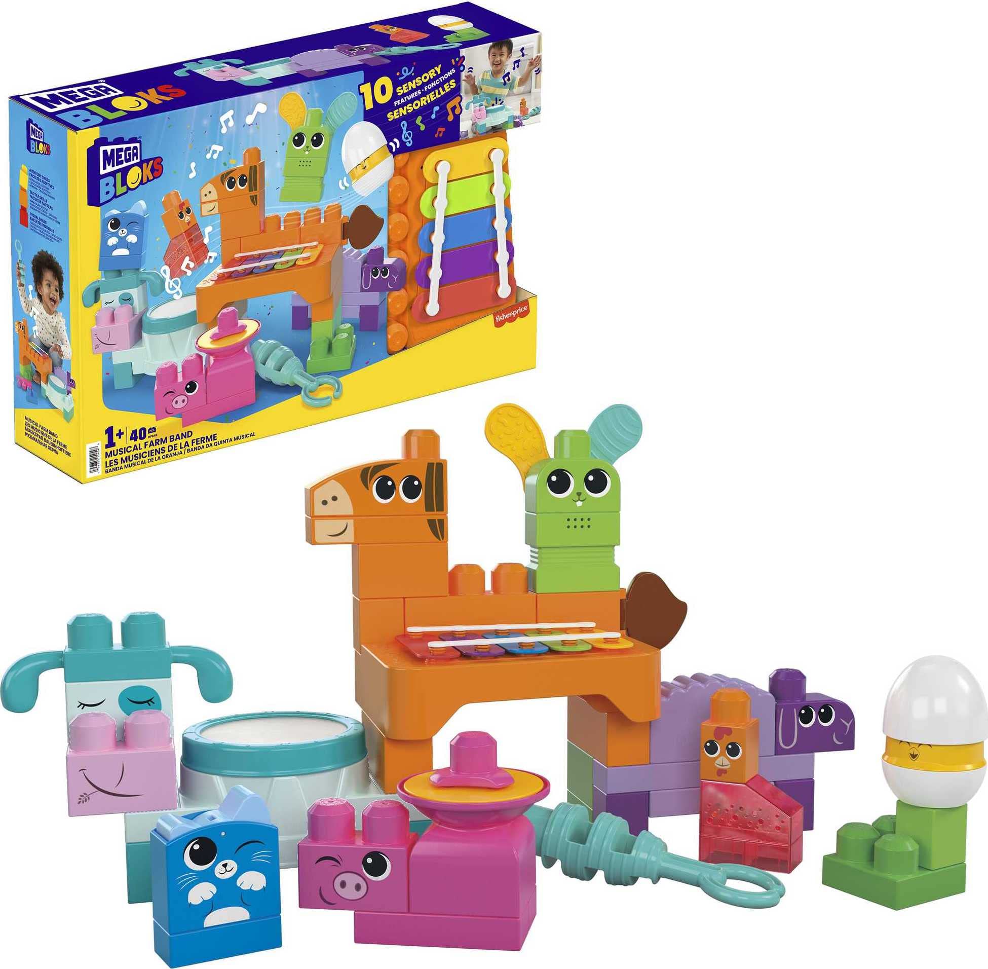 Mega Brands Mega Bloks farm band horse xylophone promotes early rhythm play