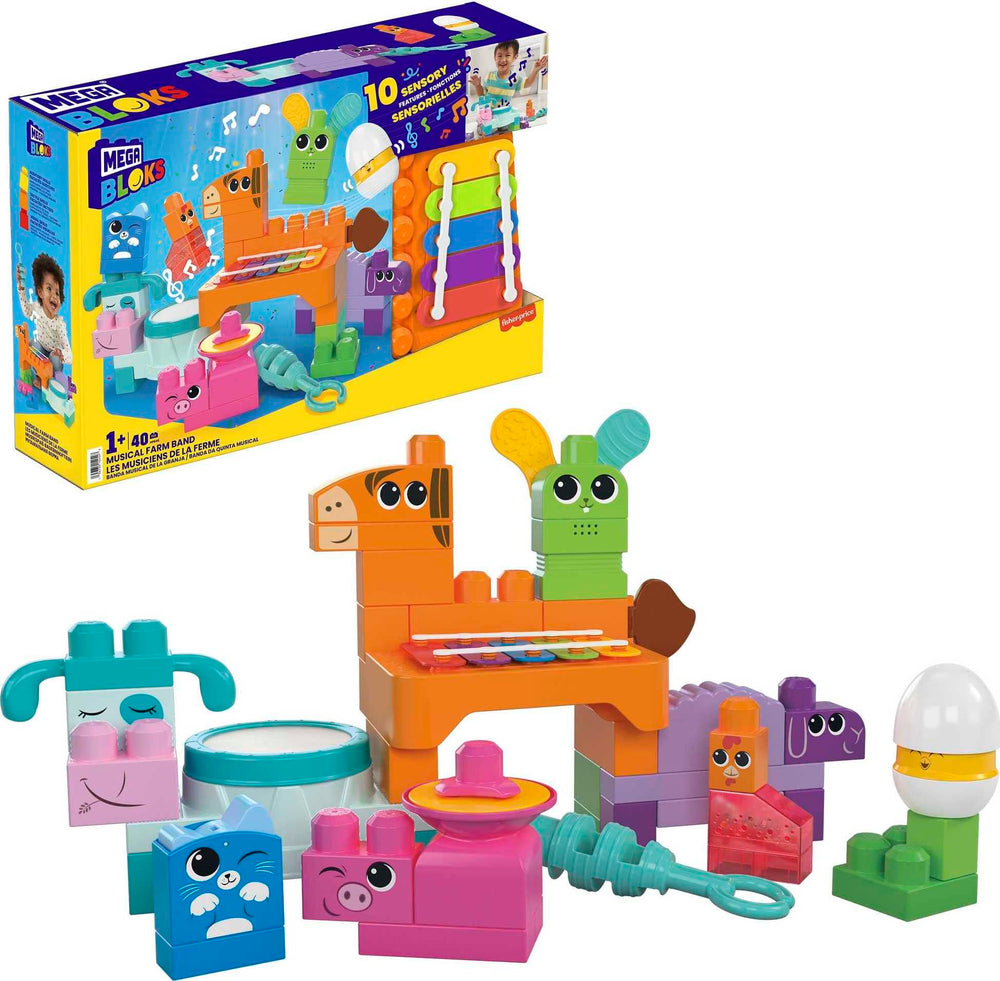 Mega Brands Mega Bloks farm band horse xylophone promotes early rhythm play