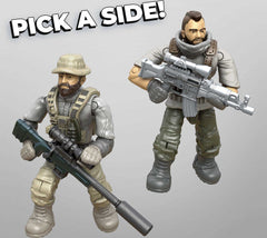 Mega Construx Frank Woods figure showing articulation and accessories
