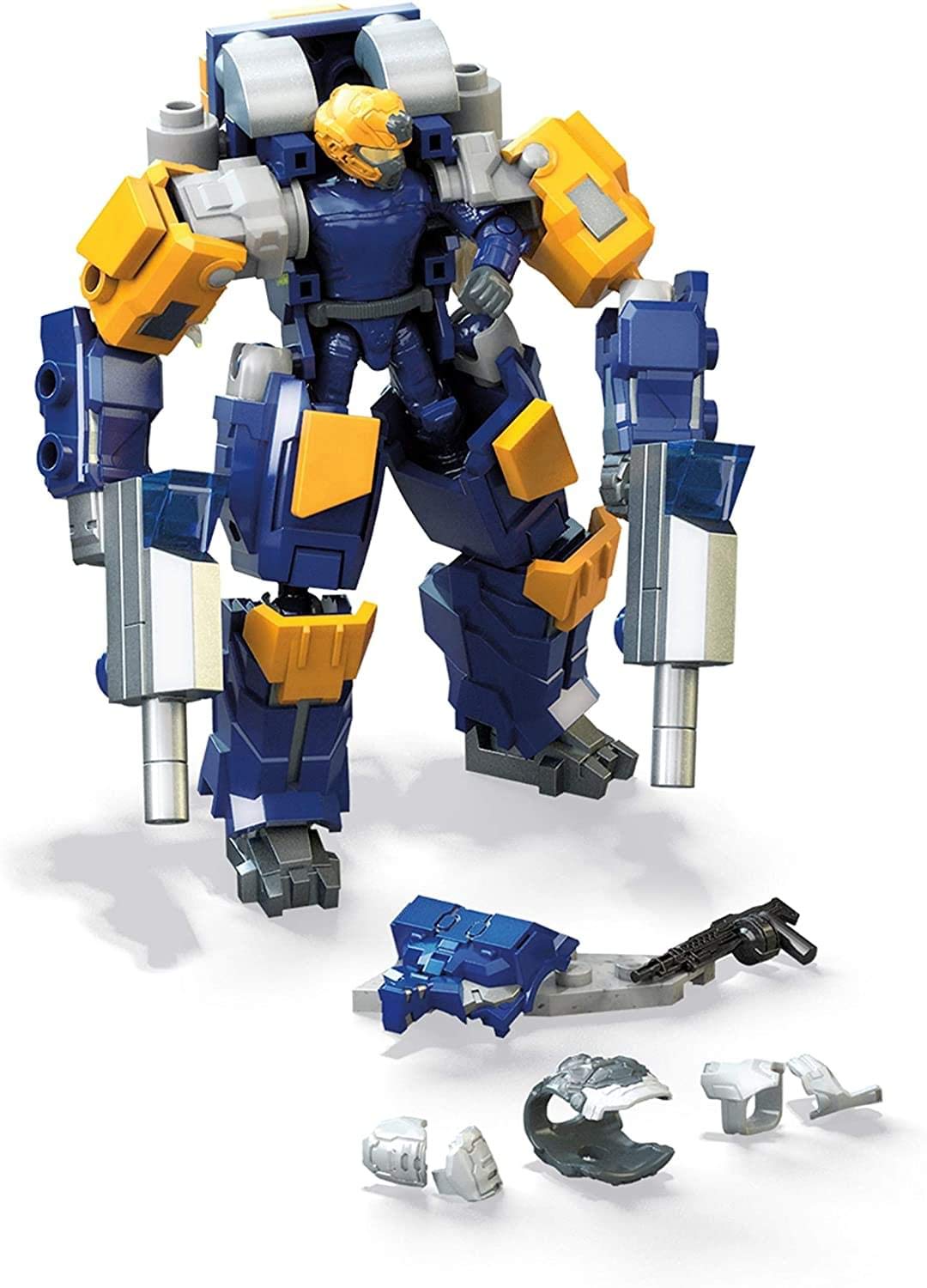 Mega Construx Halo Skyfire Exosuit assembly shows buildable armor for imaginative play