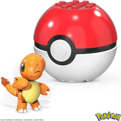 Mega Construx Pokemon Charmander on a Poke Ball display stand enables imaginative battles