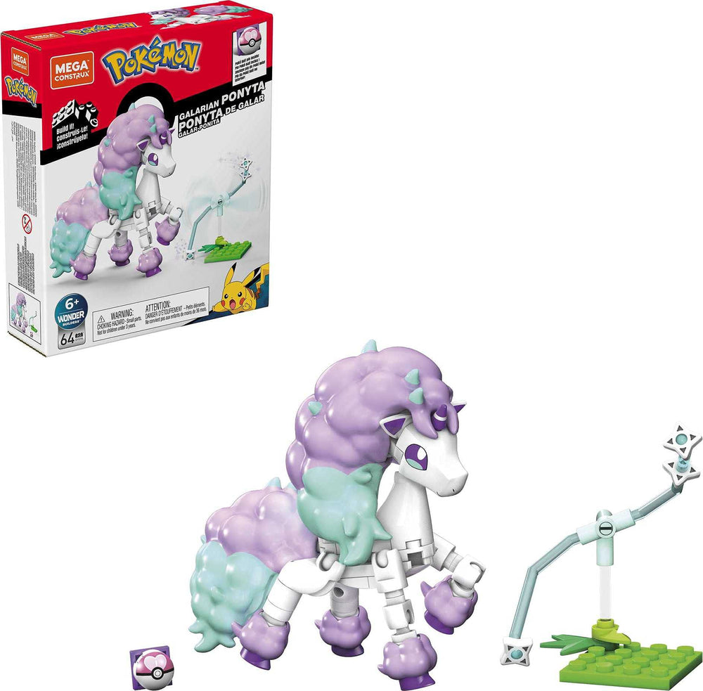 Mega Construx Pokemon Power Pack Galarian Ponyta figure enhances imaginative play and display