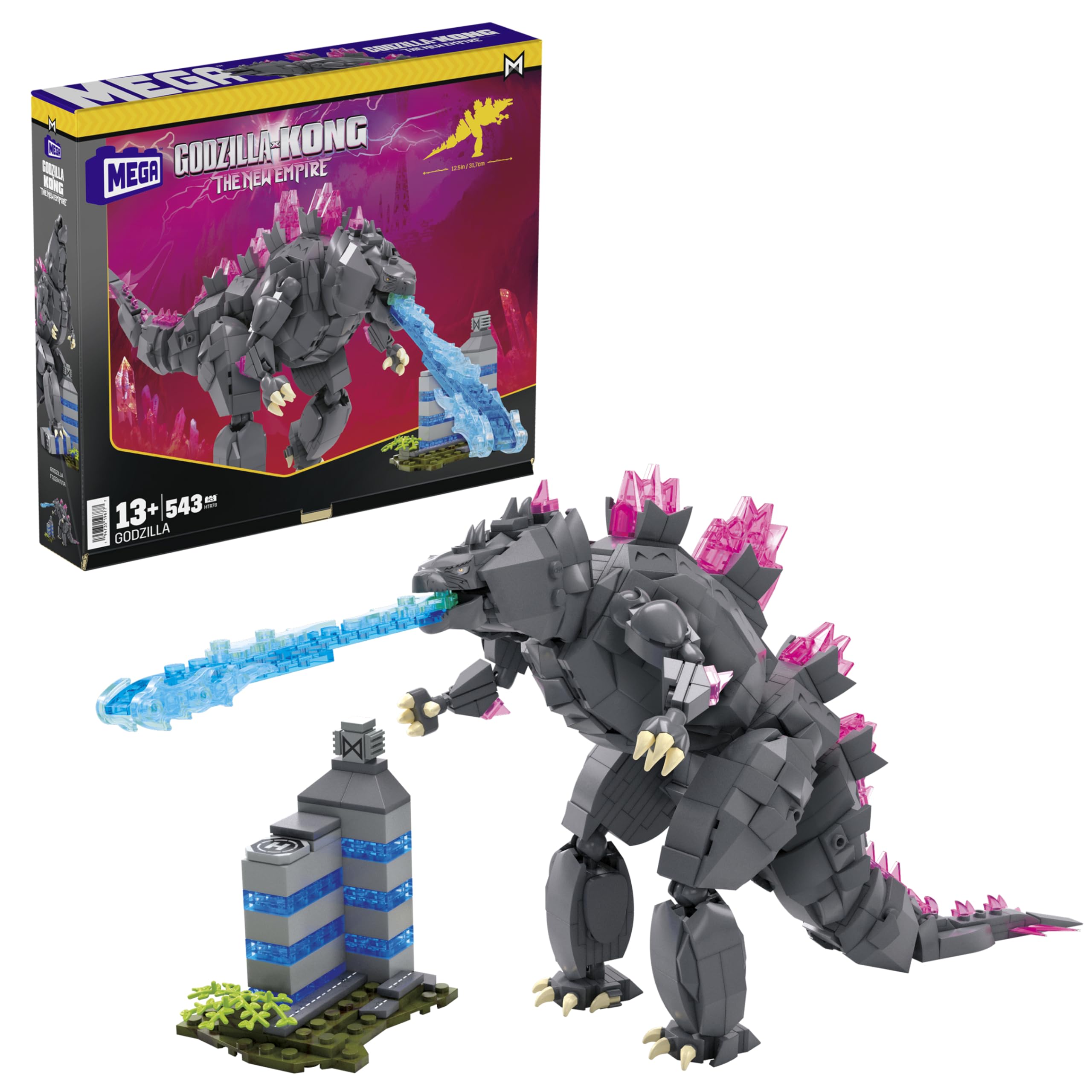 Mega Brands MEGA Godzilla x Kong figure with heat ray effect for dramatic display.