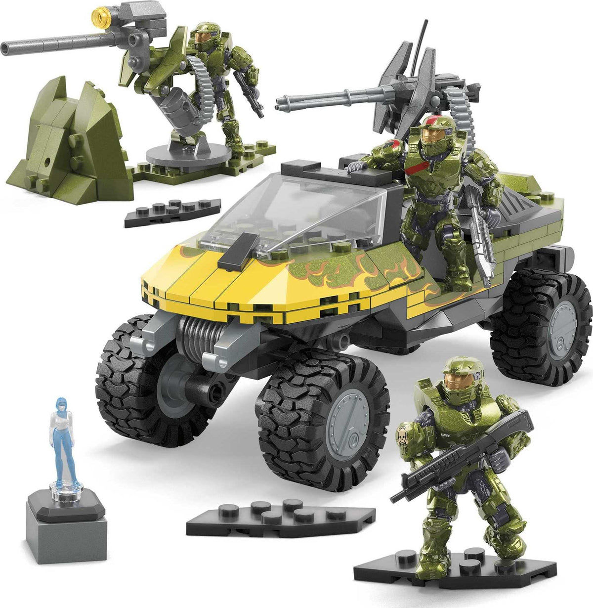 Mega Halo Red Team Warthog Rescue with rolling wheels for action-ready play