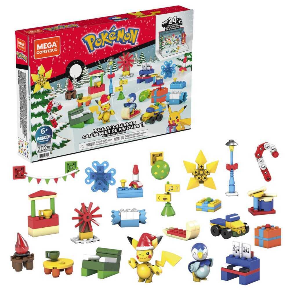 Mega Brands MEGA Pokémon calendar cover for festive holiday fun and countdown excitement.
