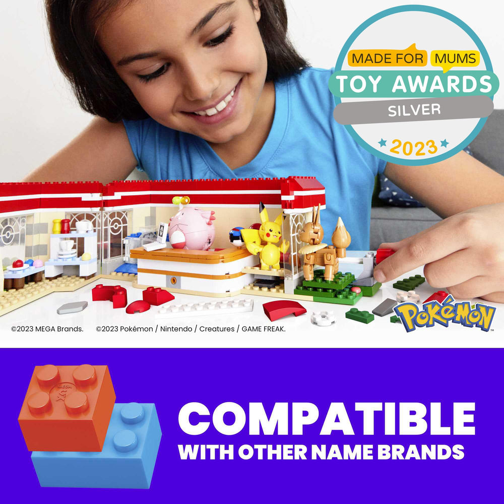 Mega Brands Mega Pokémon Forest Center motion crank action showcases dynamic play scenes