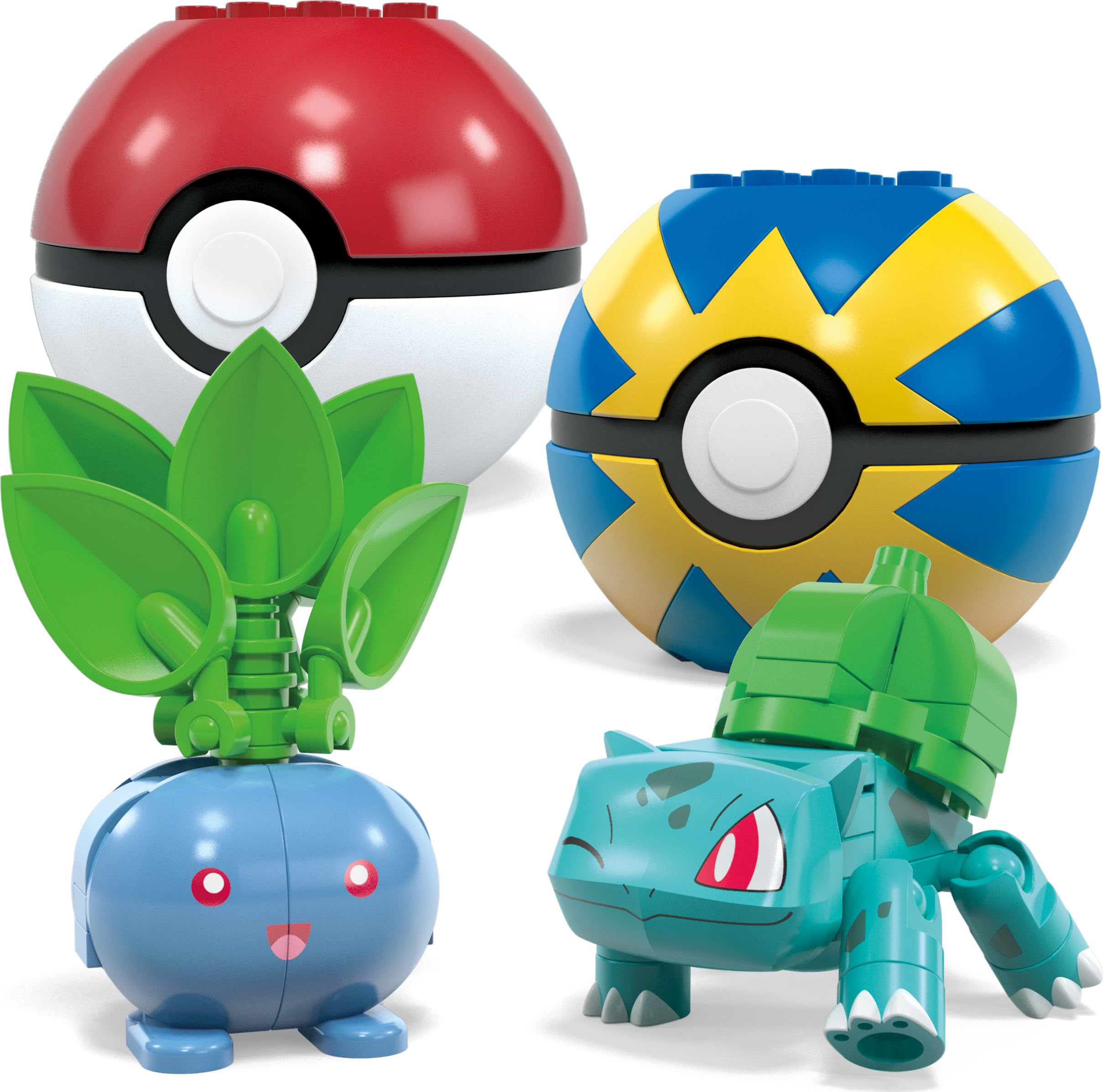 Four-pronged-poke-balls from Mega Brands enable dynamic posing.