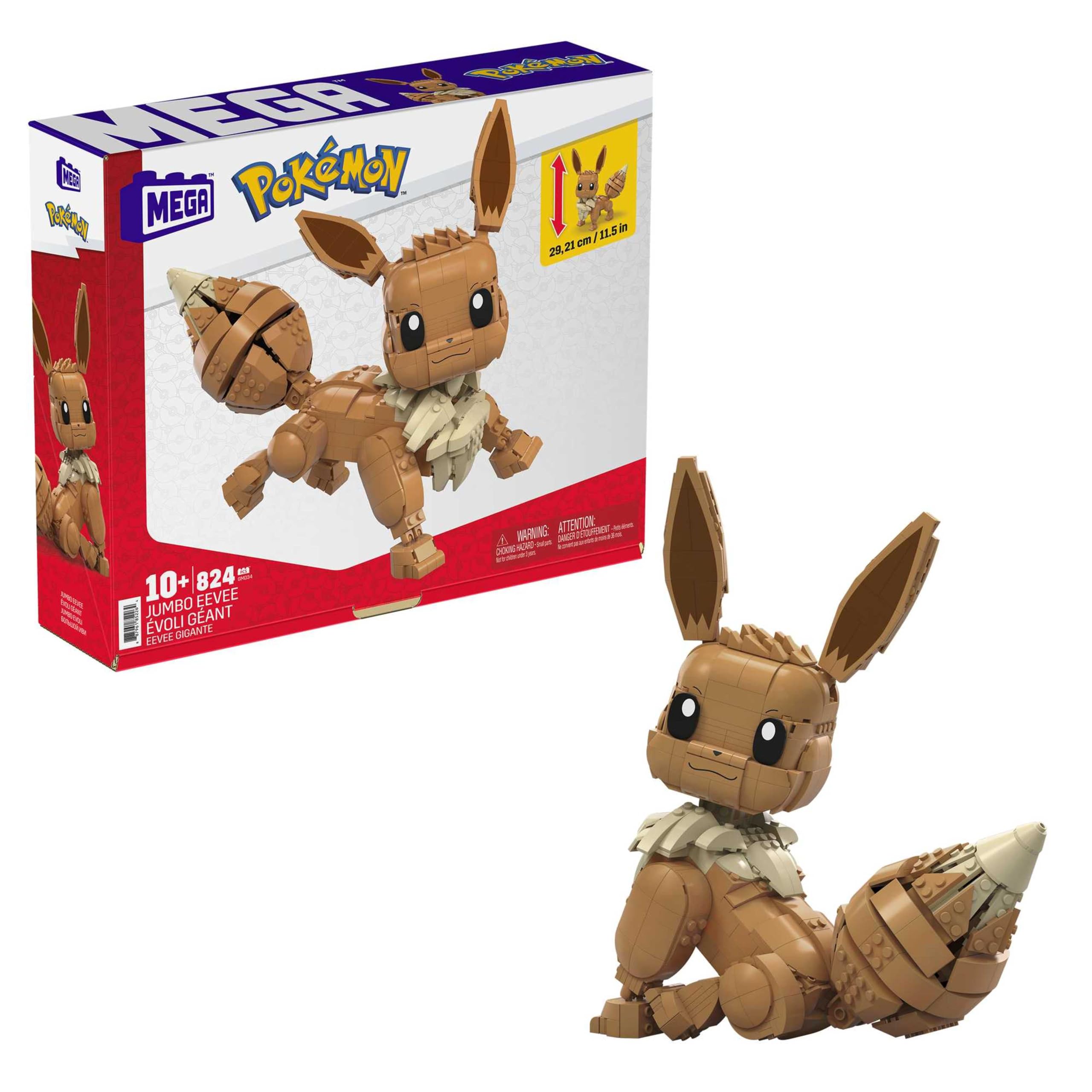 MEGA Pokémon Jumbo Eevee 11-inch poseable figure for imaginative play.