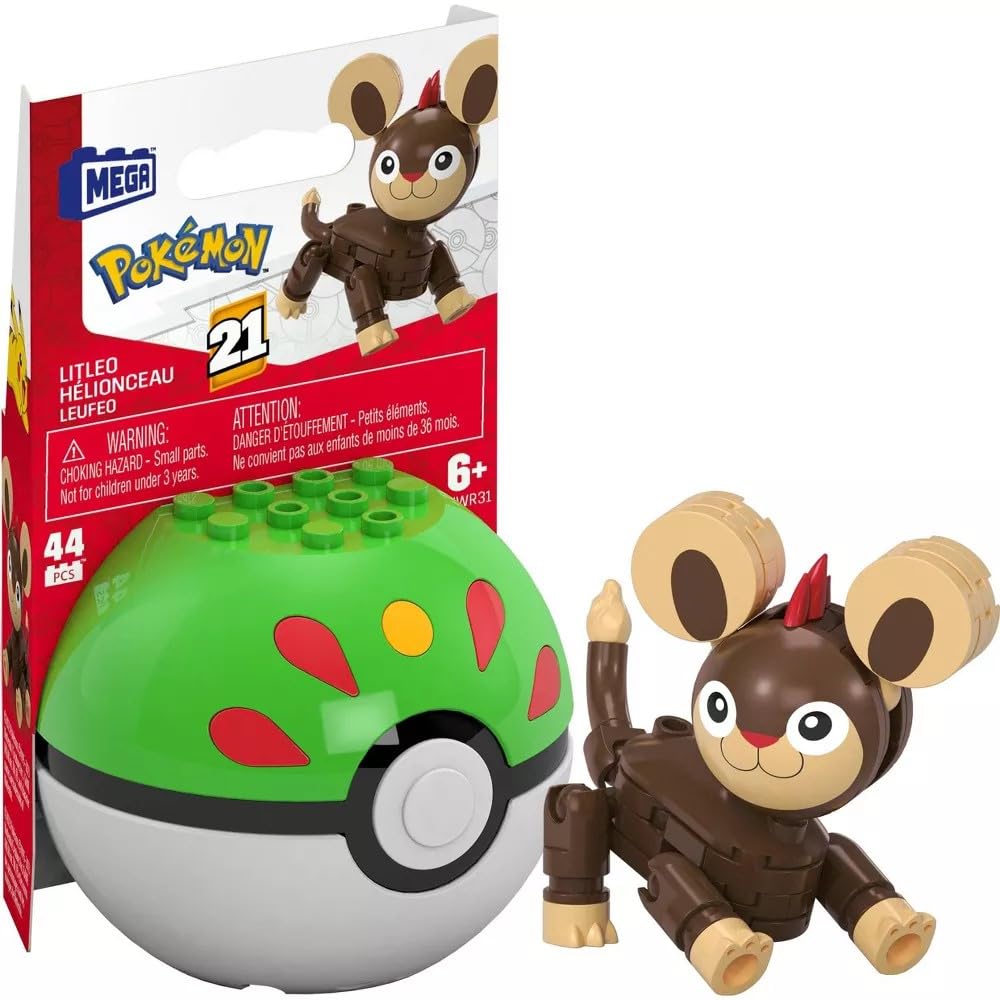 MEGA Pokémon Litleo poseable figure ready for imaginative play
