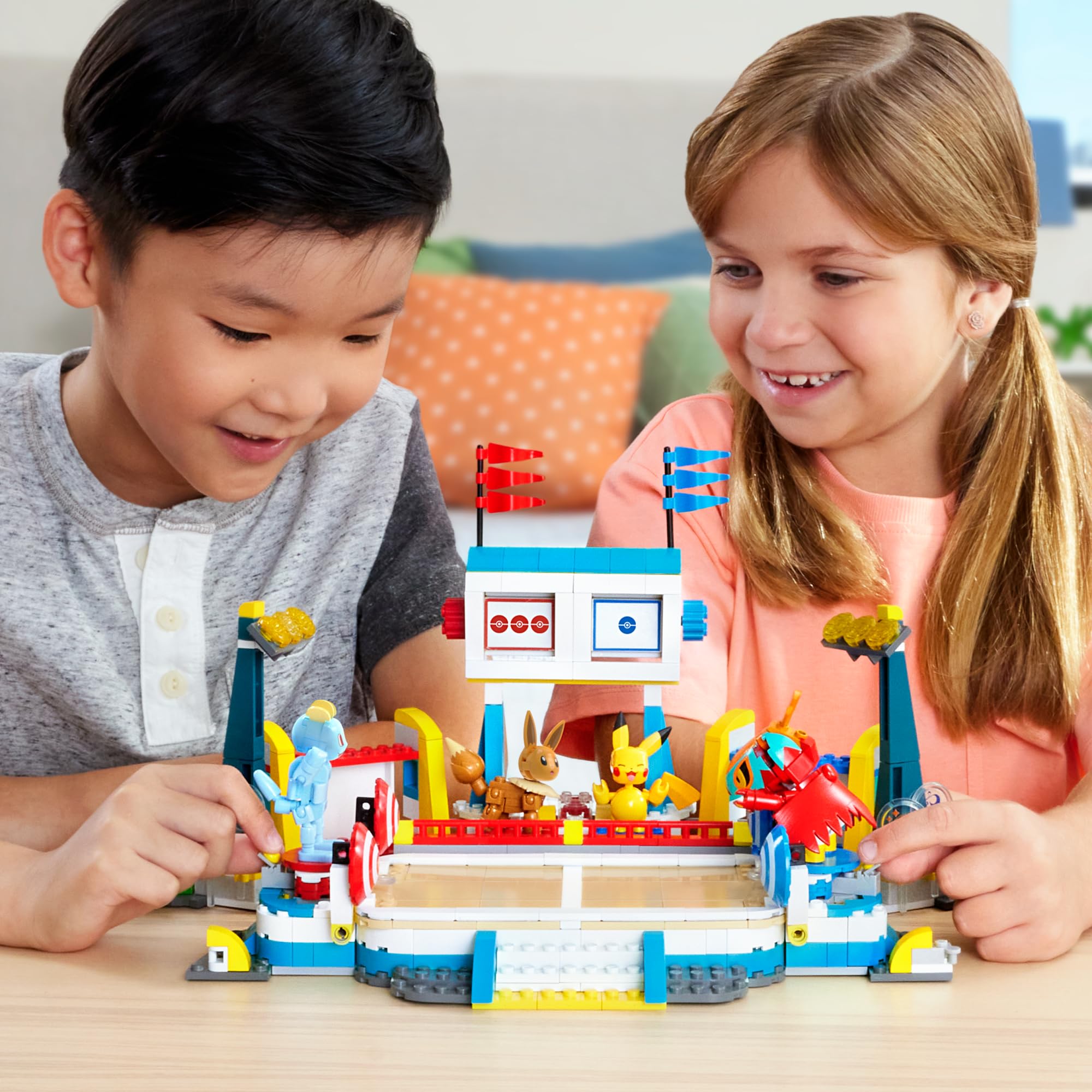 Mega Brands Mega Pokémon Training Stadium launchers enable dynamic battles with precise action
