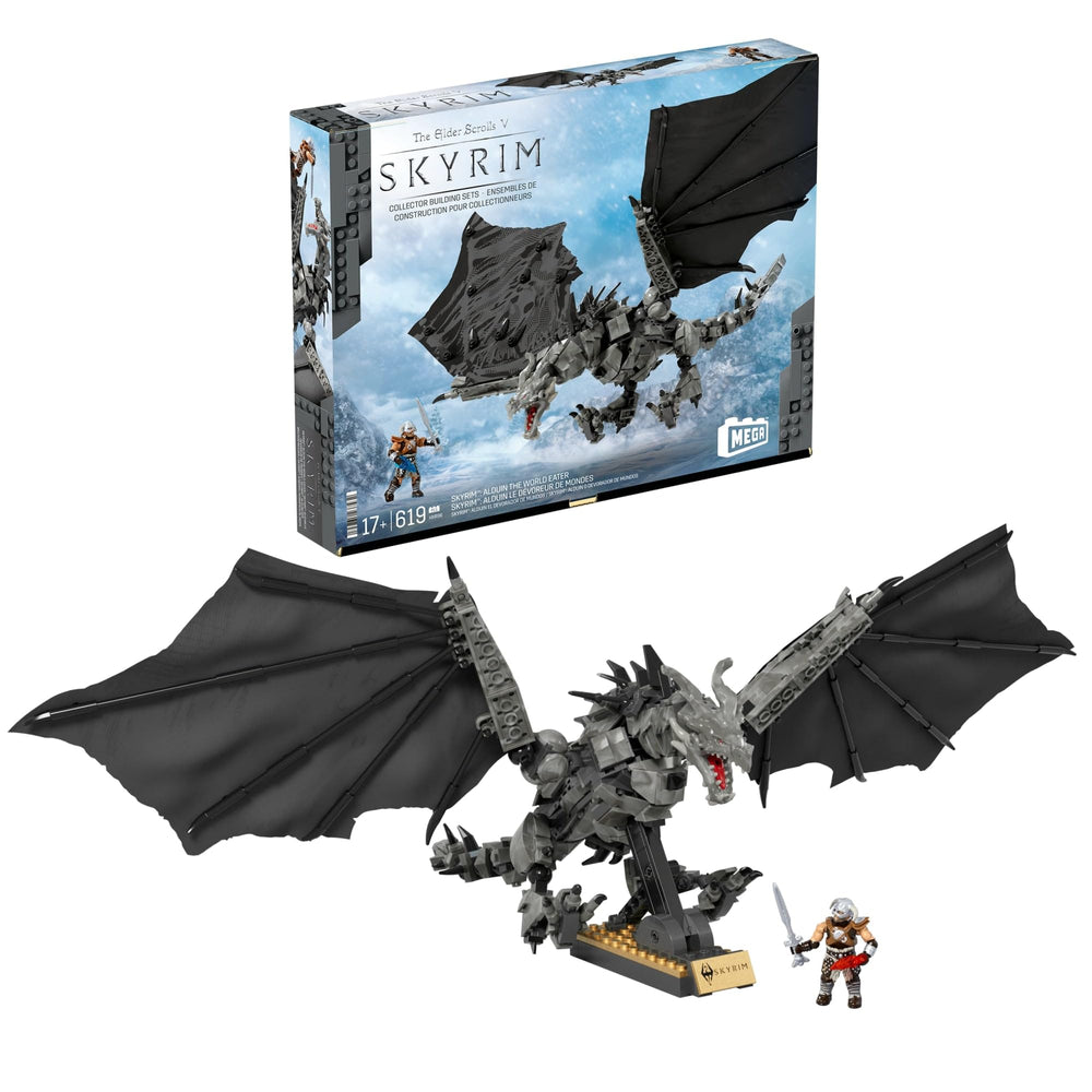 Mega Brands Alduin World Eater battle model with 25-inch wingspan for dramatic display