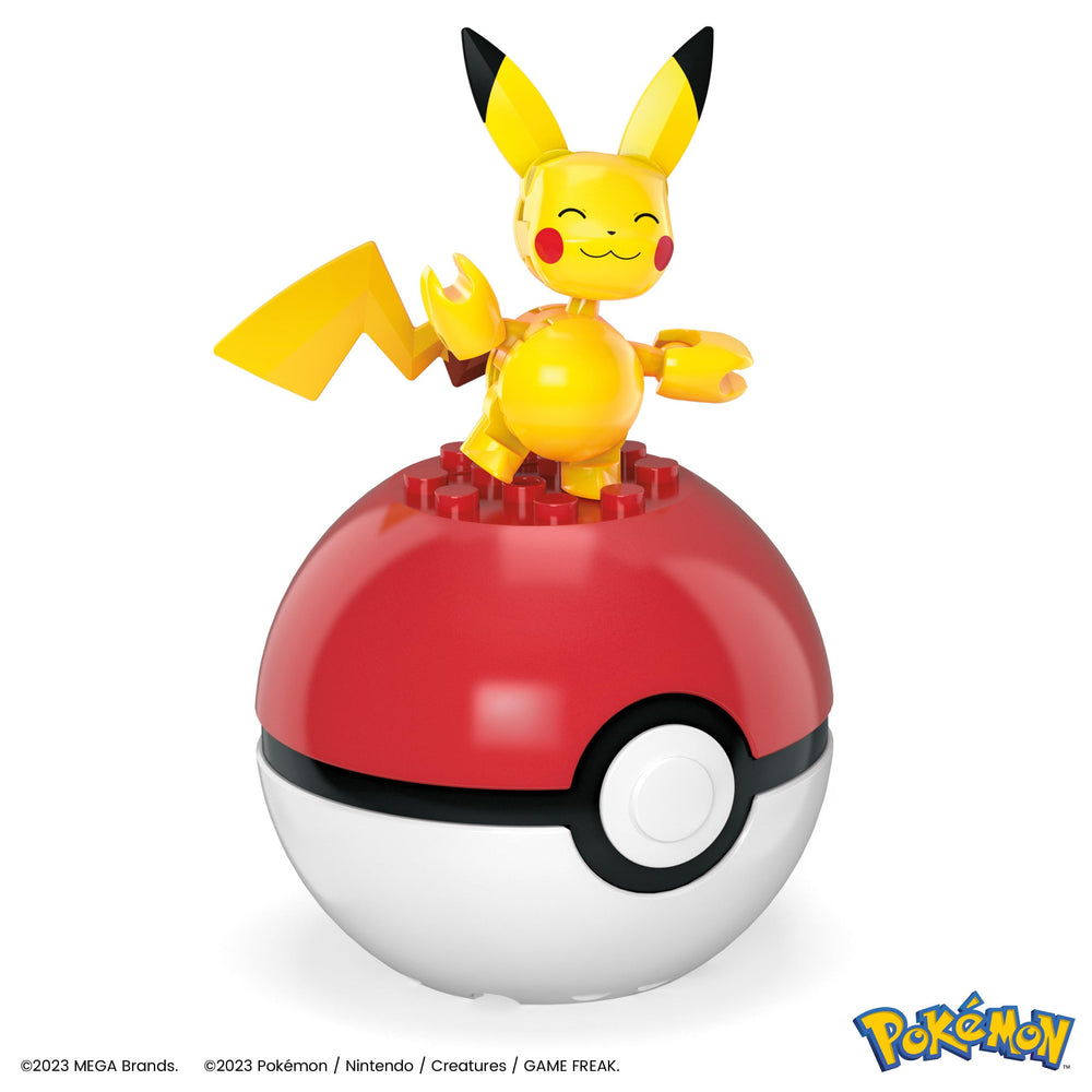 Mega Brands Paldea Poké Ball with pin top for display and reveal.