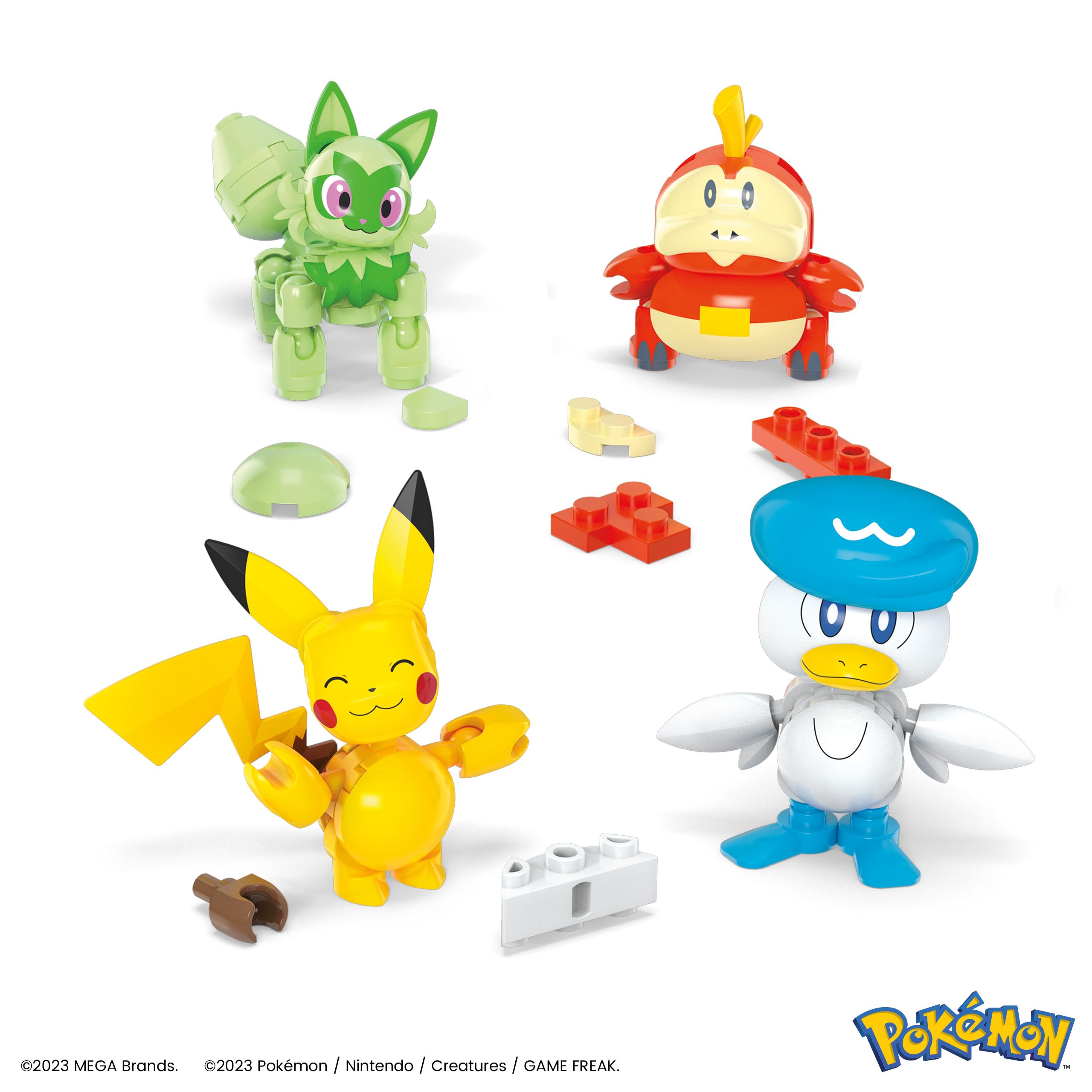 Mega Brands Paldea Quaxly figure with movable joints for team scenes.