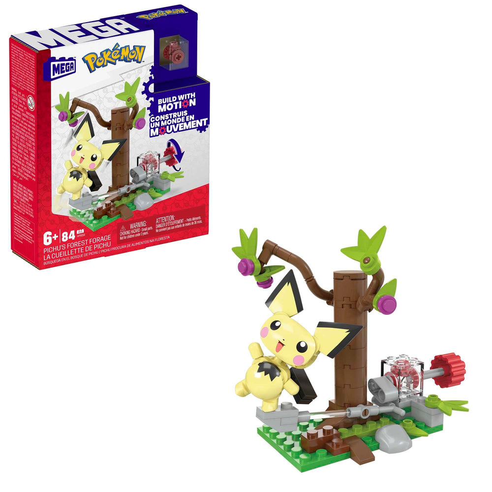 Mega Brands Pichu forest forage motion brick activates berry gathering for imaginative play