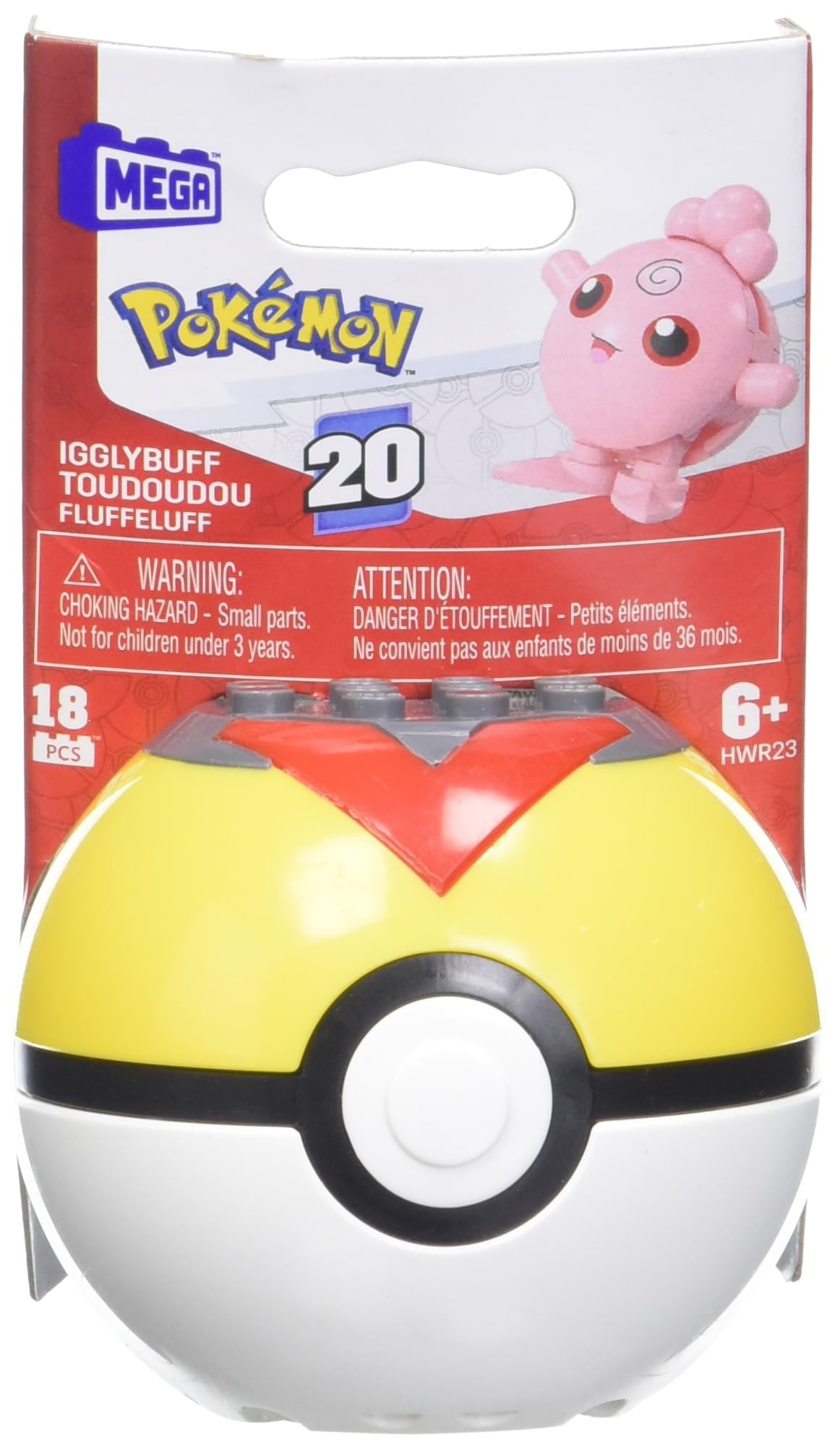 Mega Brands Pokeball Construx Series 20 Igglybuff buildable figure for imaginative play.