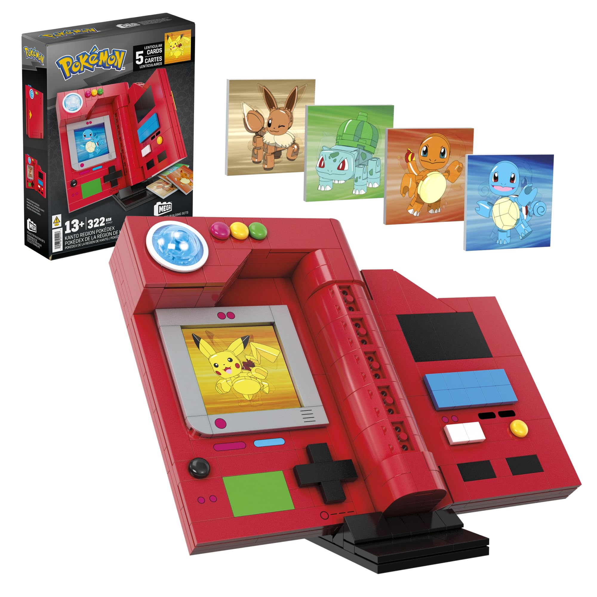 Mega Brands Pokedex build light highlights a luminous display for collectible shelves.