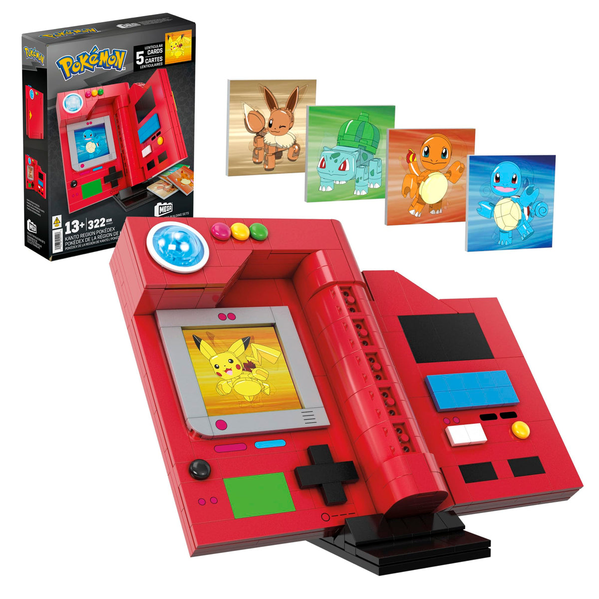 Mega Brands Pokedex build light highlights a luminous display for collectible shelves.