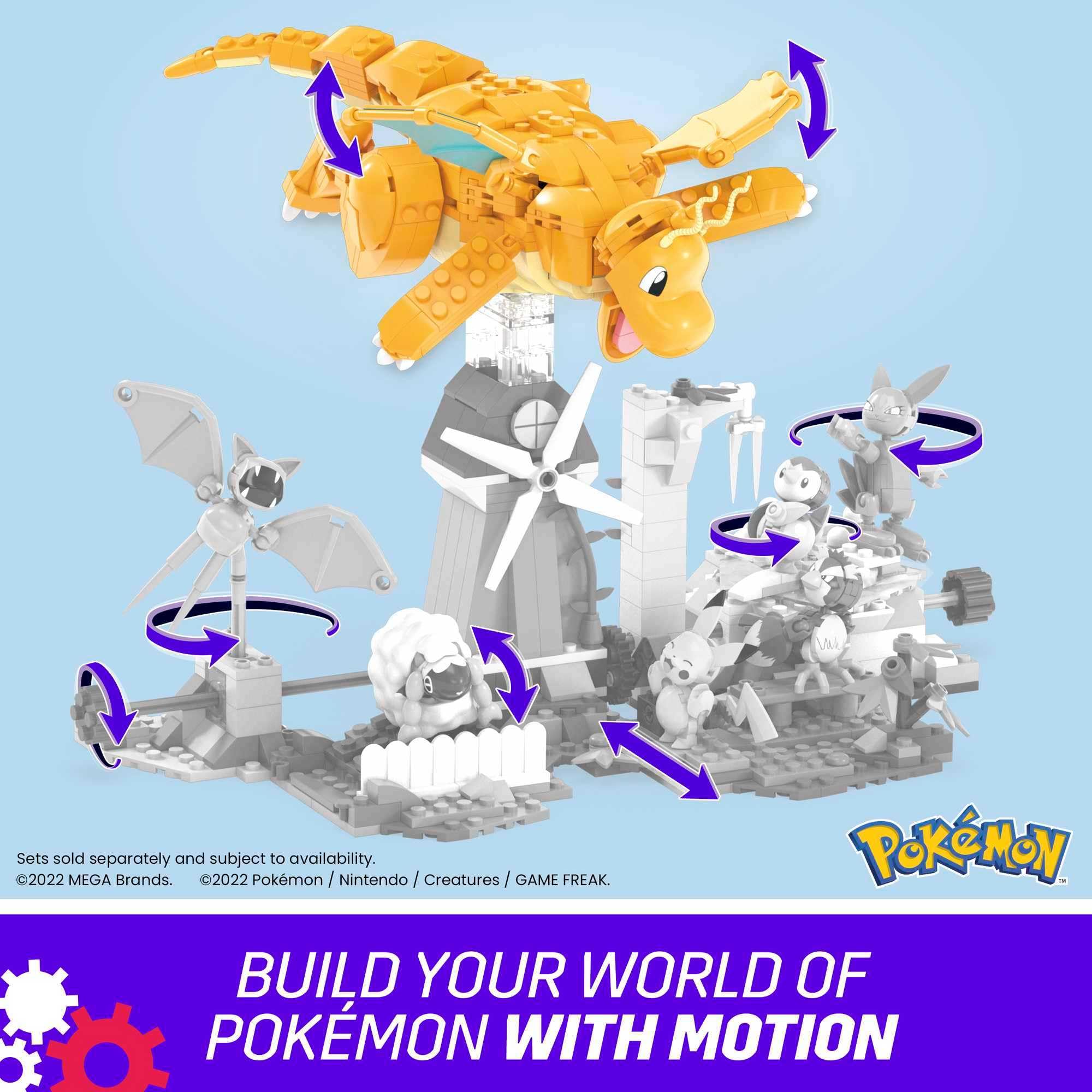 Mega Brands Dragonite stands seven inches tall for shelf display.