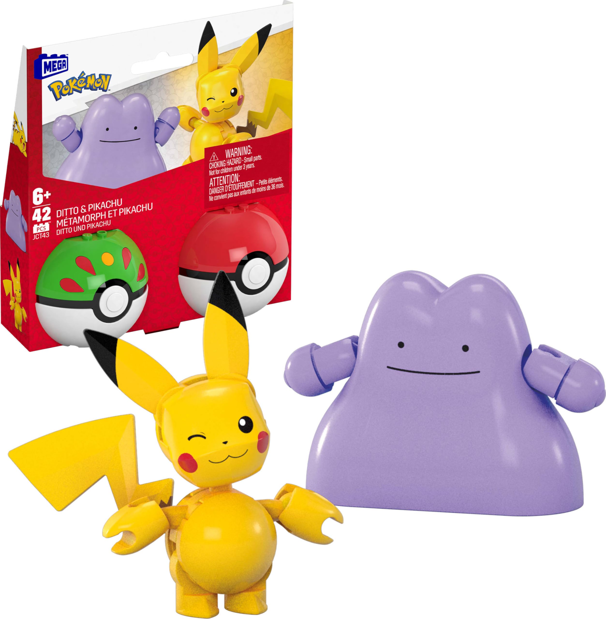 Mega Brands Pokemon Pikachu and Ditto in Poke Ball 2-Pack for imaginative play