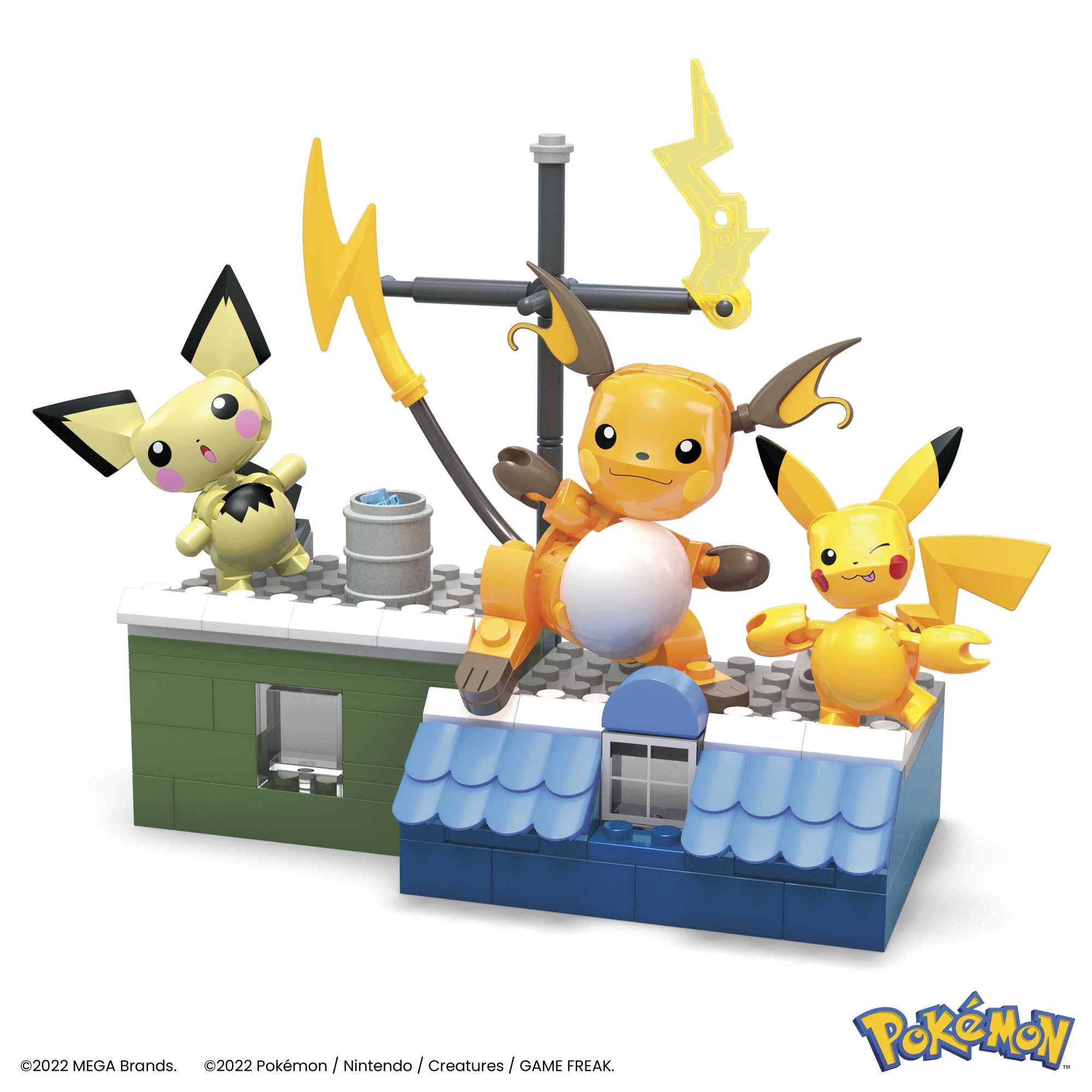 Mega Brands Pikachu figure poseable for action poses and play.