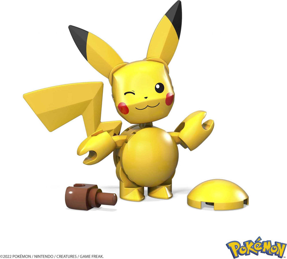 Mega Brands Pikachu figure with construction bricks ready to build