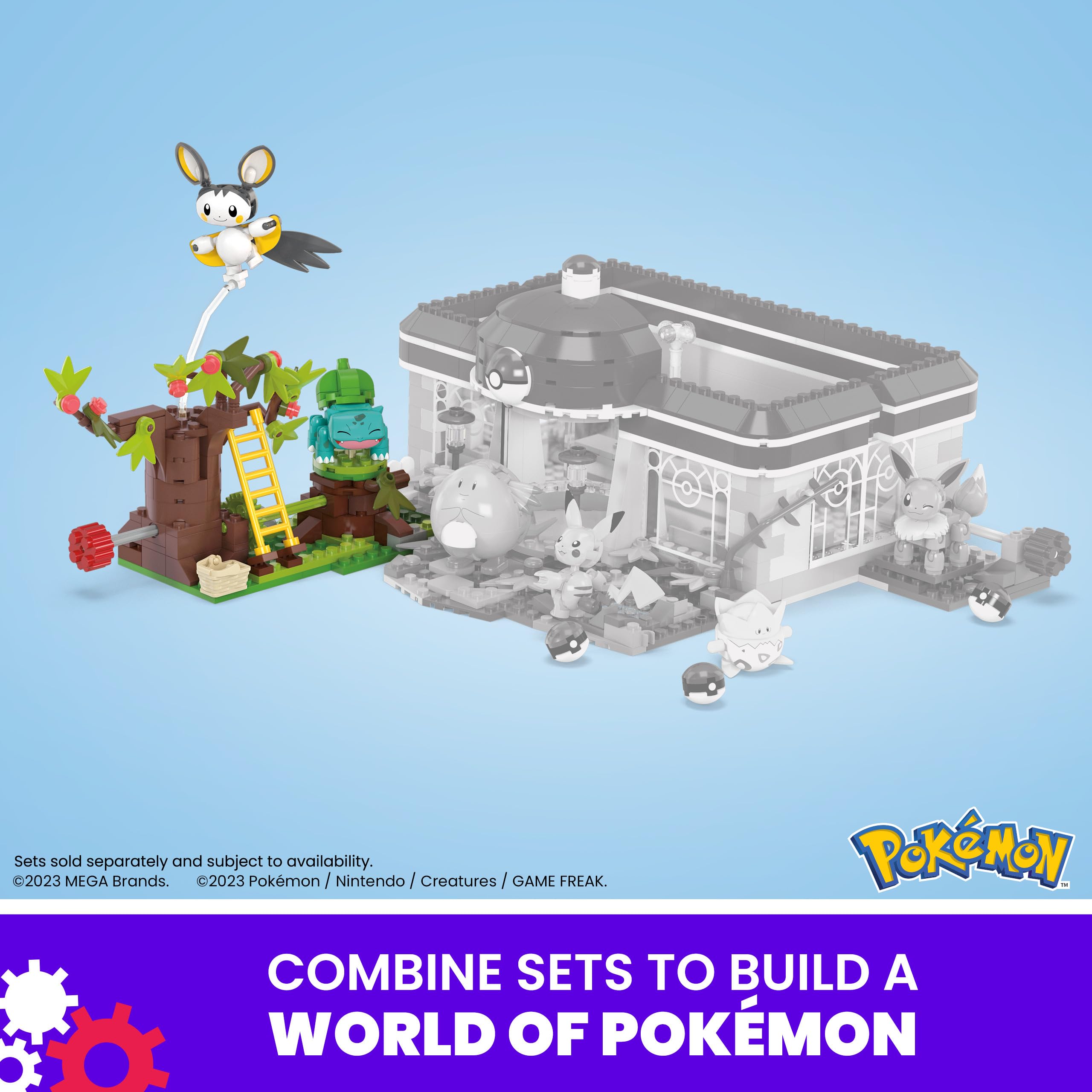 Pokemon world motion sets connect with other Mega Brands builds for expanded adventures.