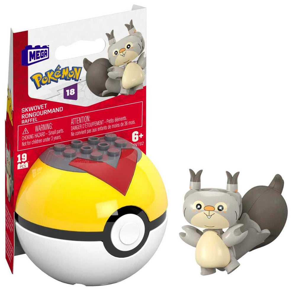 Mega Brands Skwovet pokeball build – detailed collectible for imaginative play.