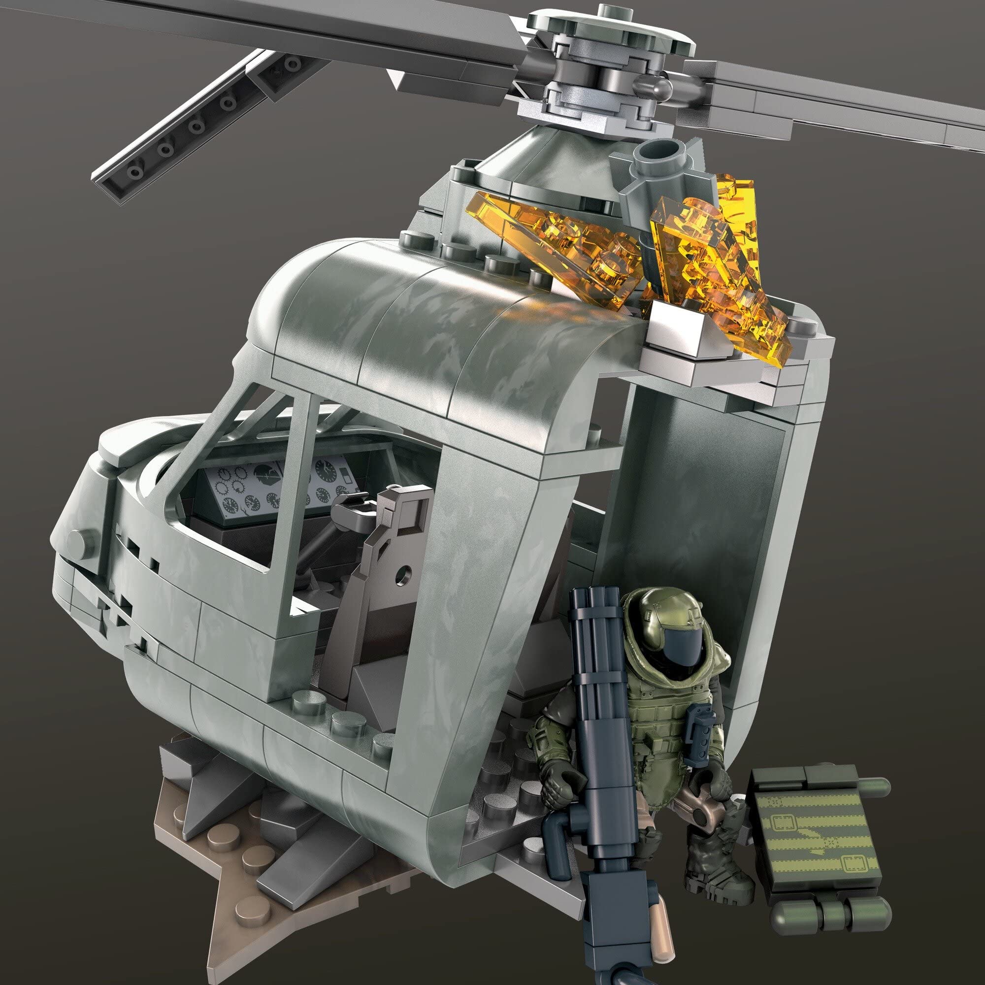 Mega Construx crashed helicopter scene adds dramatic diorama