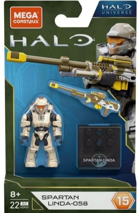 Mega Construx Halo Spartan Linda-058 figure with articulated joints for dynamic poses.