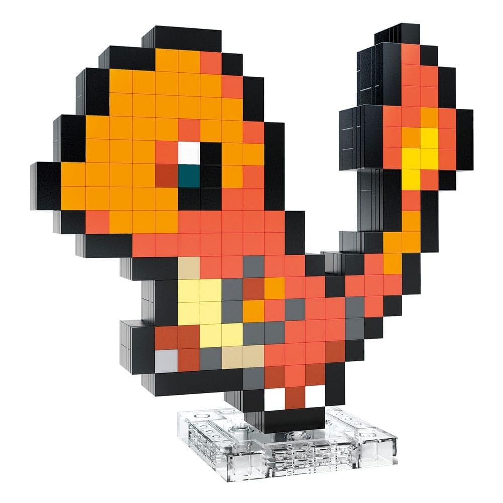 Mega Brands Glumanda pixel-art figure with retro brick design for desk display