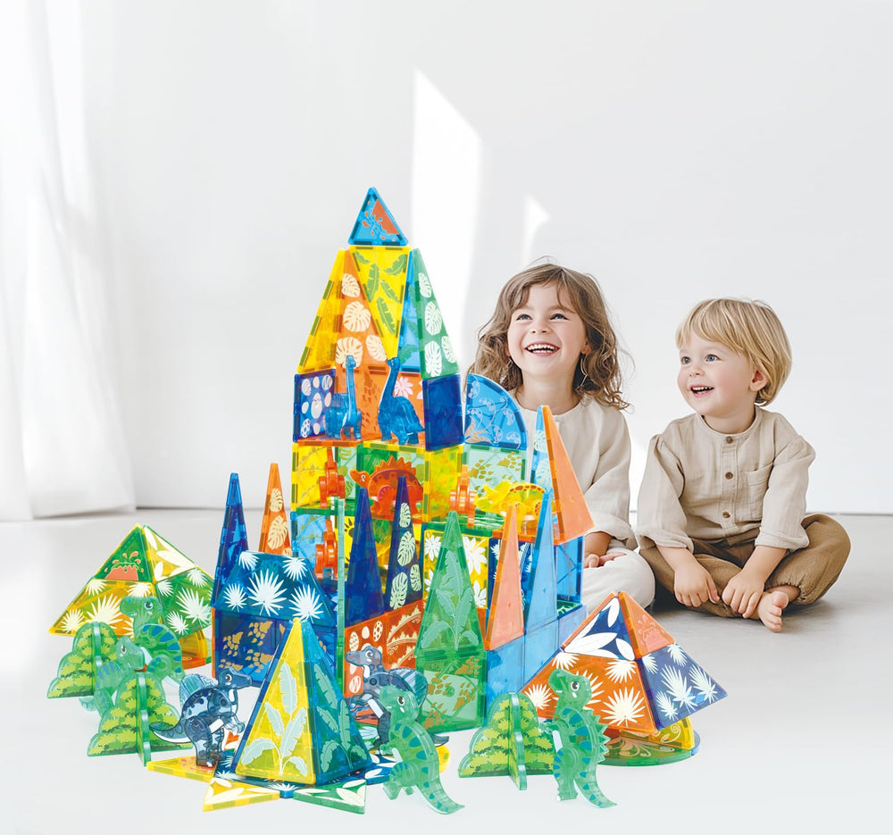 MEGAGONTILES tyrannosaurus rex figures invite dynamic, action-packed play ideas.
