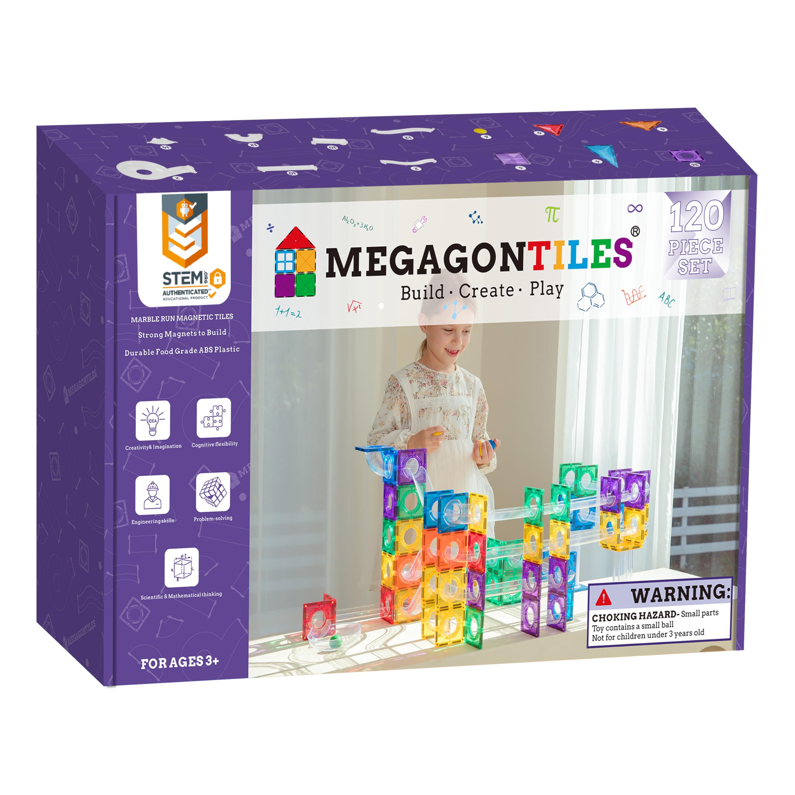 MEGAGONTILES Marble Run 120pcs tiles in action for STEM exploration