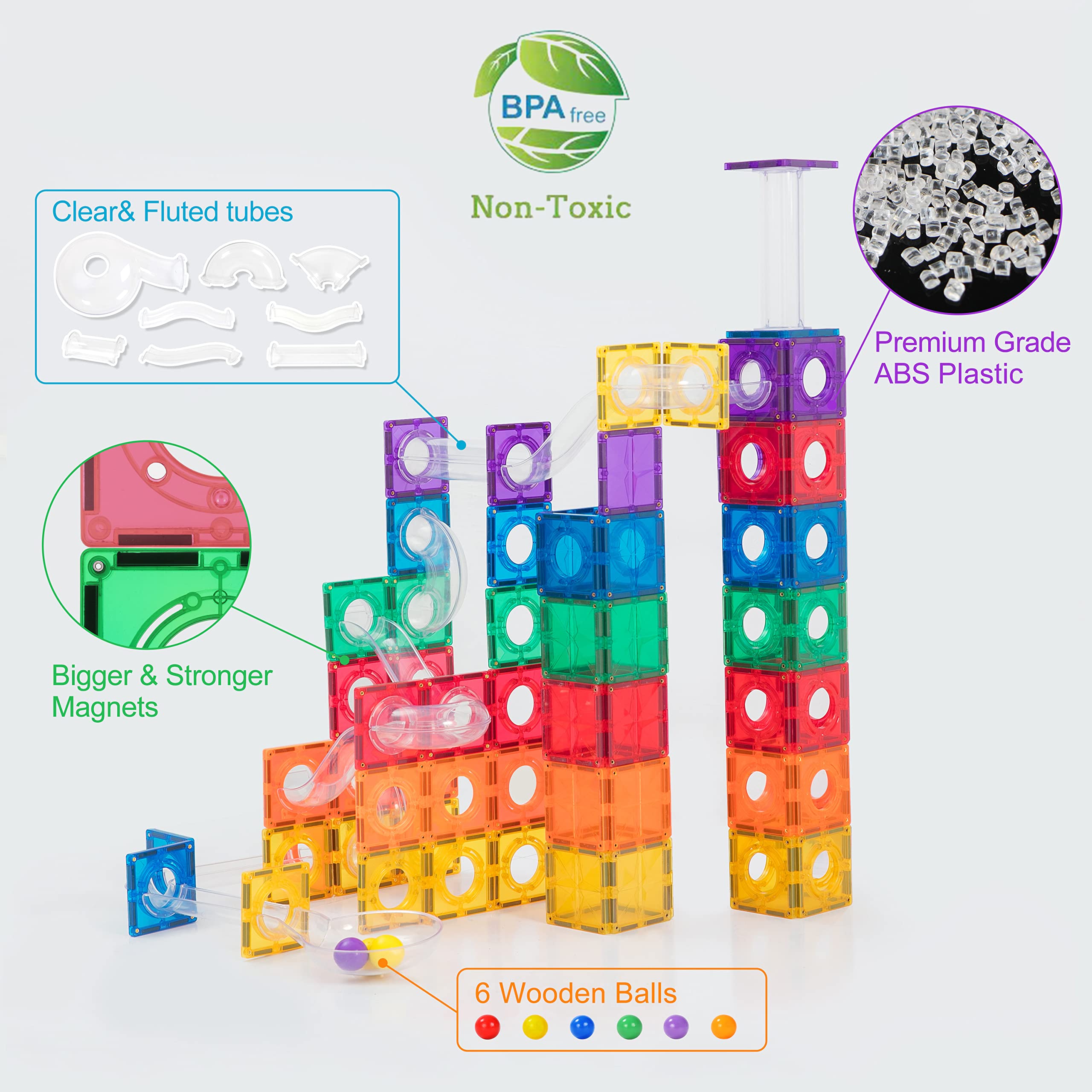 MEGAGONTILES scratch-resistant magnetic tiles forming taller, sturdier builds