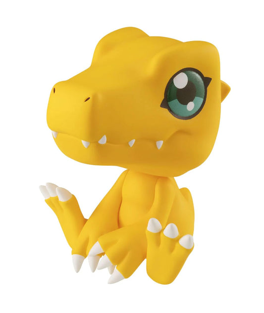 Megahouse Digimon Agumon Look Up PVC figure front view with adjustable neck for display angles.