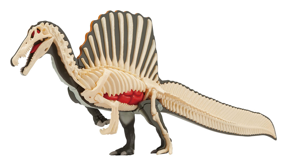 Megahouse Spinosaurus puzzle skeletal-frame view highlights vertebrae and joints.