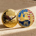 MEGLORT 250th Anniversary Coin front design with antique gold finish for display.