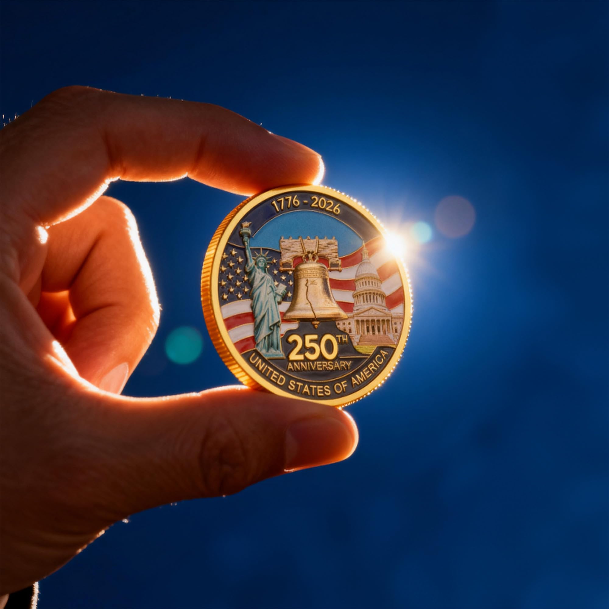 MEGLORT obverse radiant star-ring detail highlights the 250 and 1776-2026.