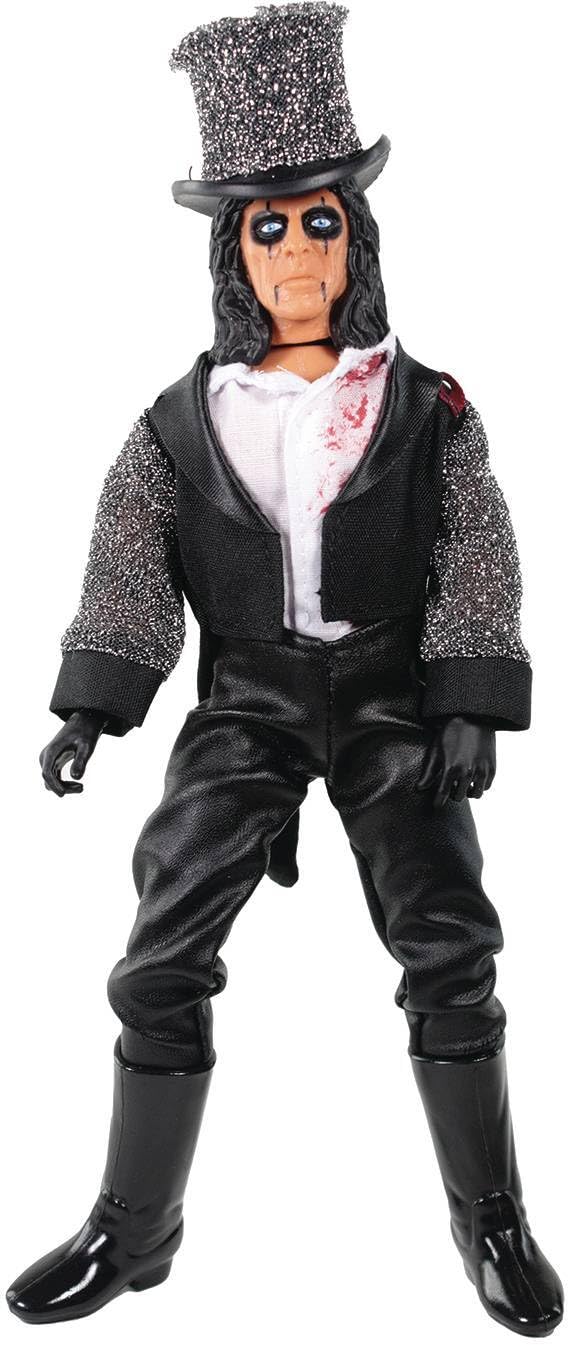 Mego Alice Cooper 8in action figure with detailed outfit for display and collection.