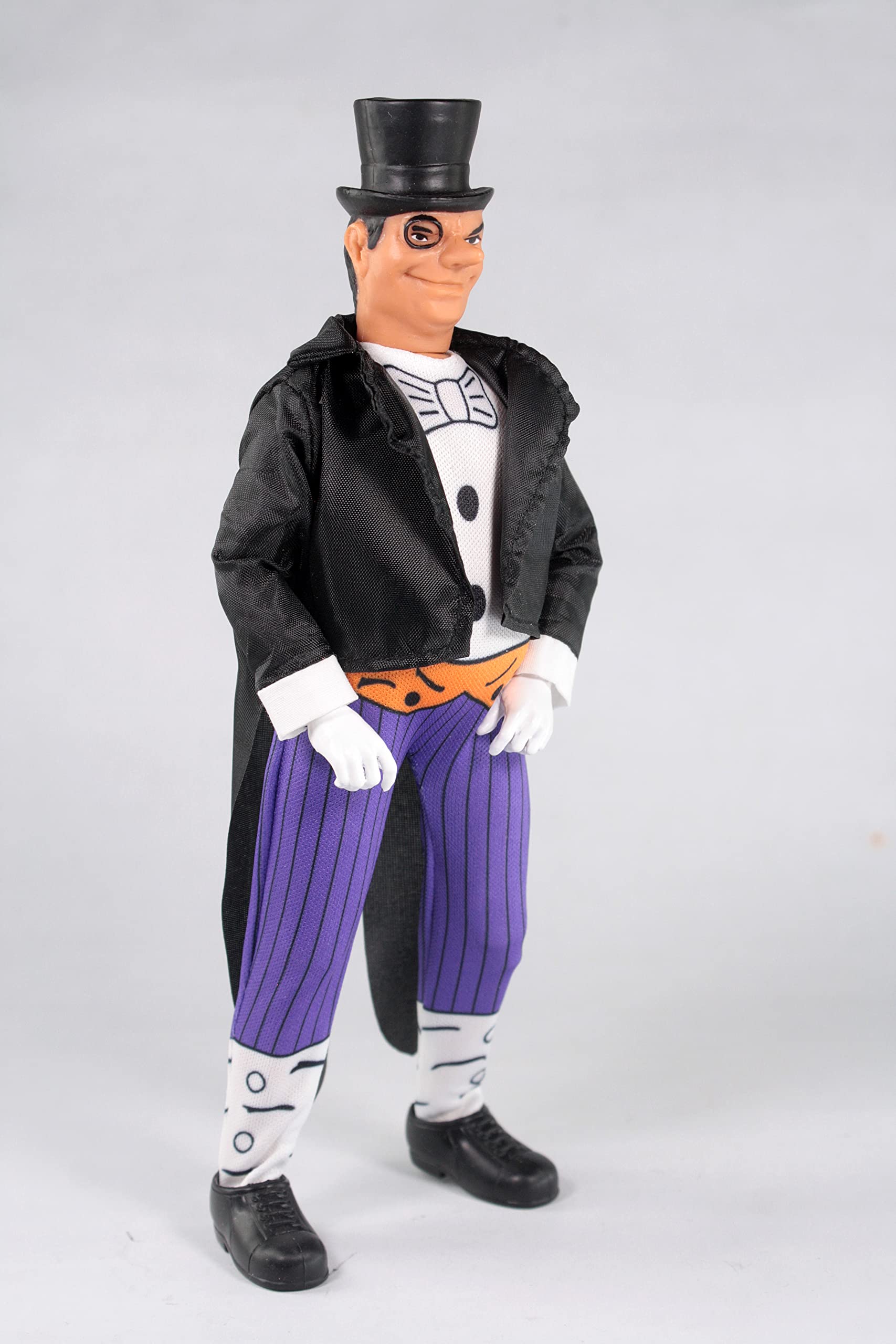 Mego DC Penguin 50th Anniversary 8-Inch figure collector-friendly box aids safe storage.