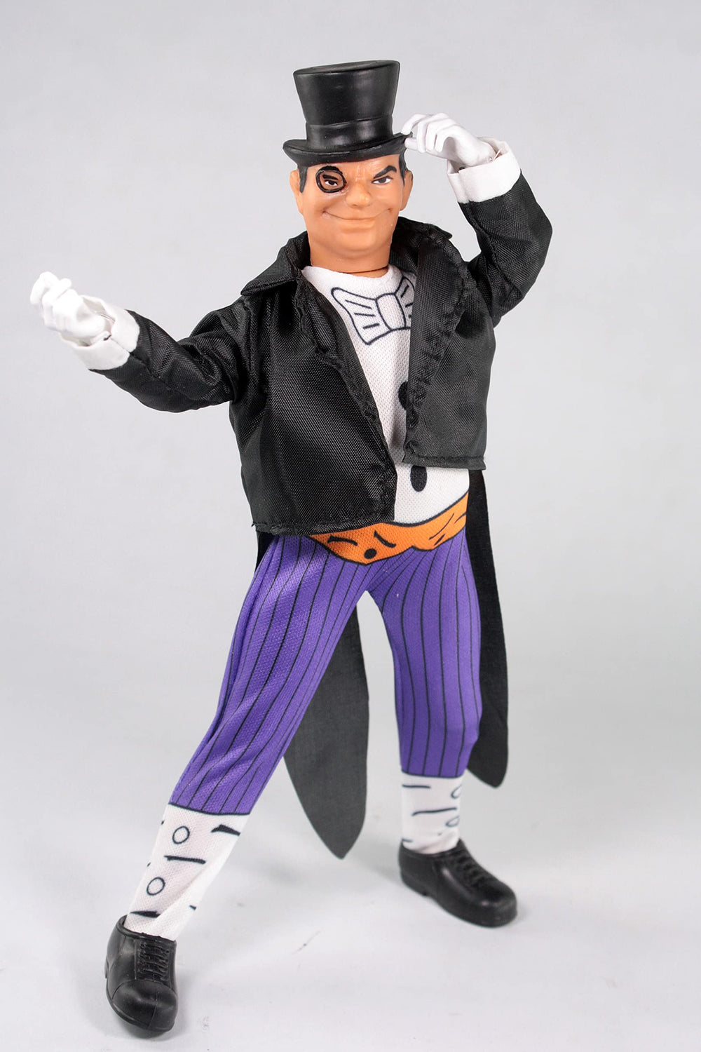 Mego DC Penguin 50th Anniversary 8-Inch figure diorama-ready display for versatile setups.