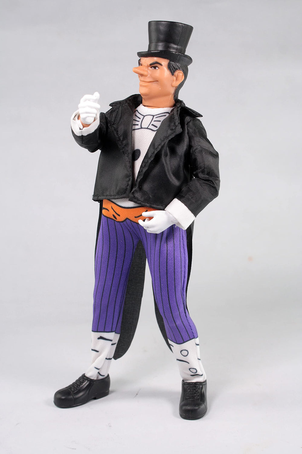 Mego DC Penguin 50th Anniversary 8-Inch figure shelf-friendly size fits collections.