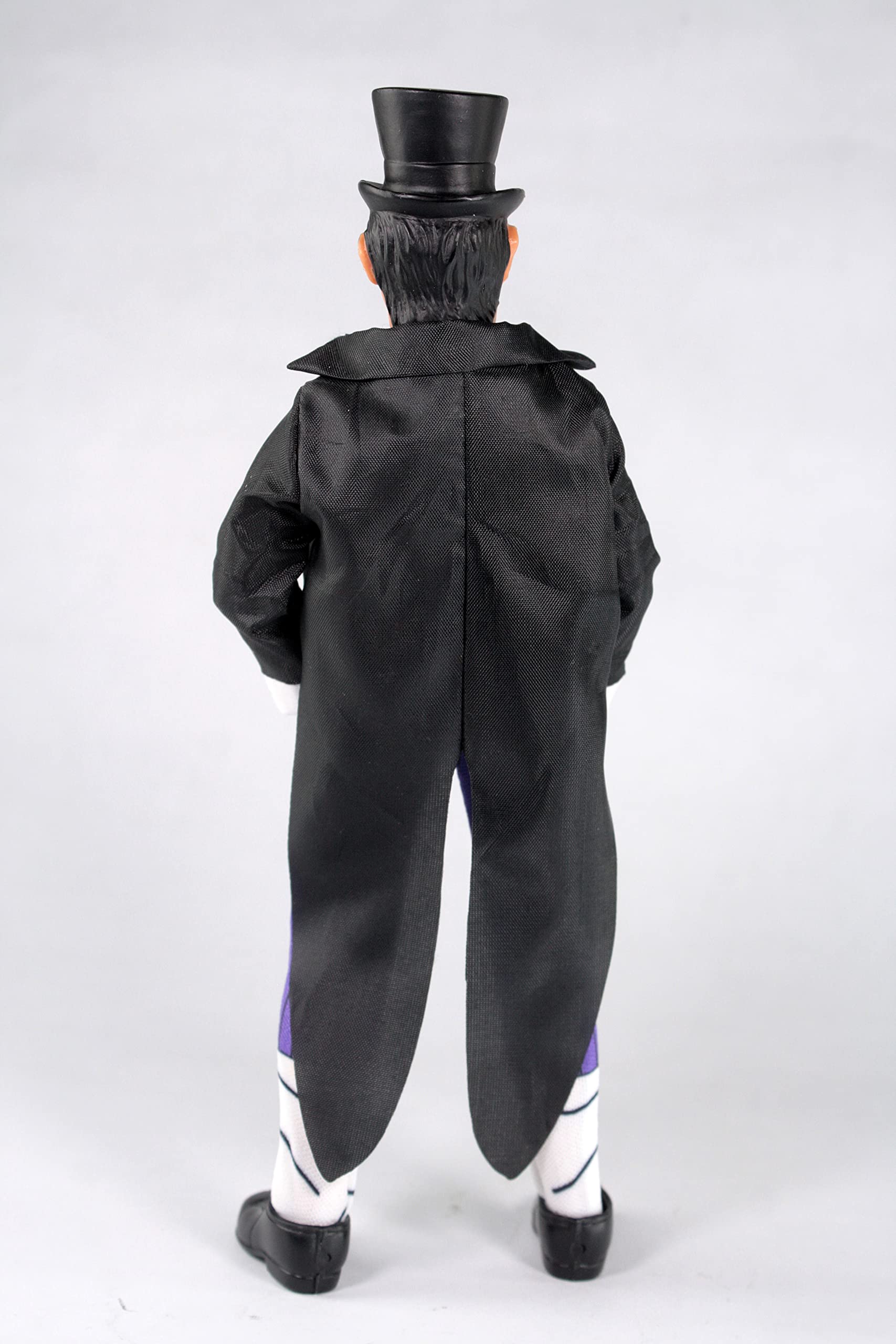 Mego DC Penguin 50th Anniversary 8-Inch figure packaging offers collector-friendly design.