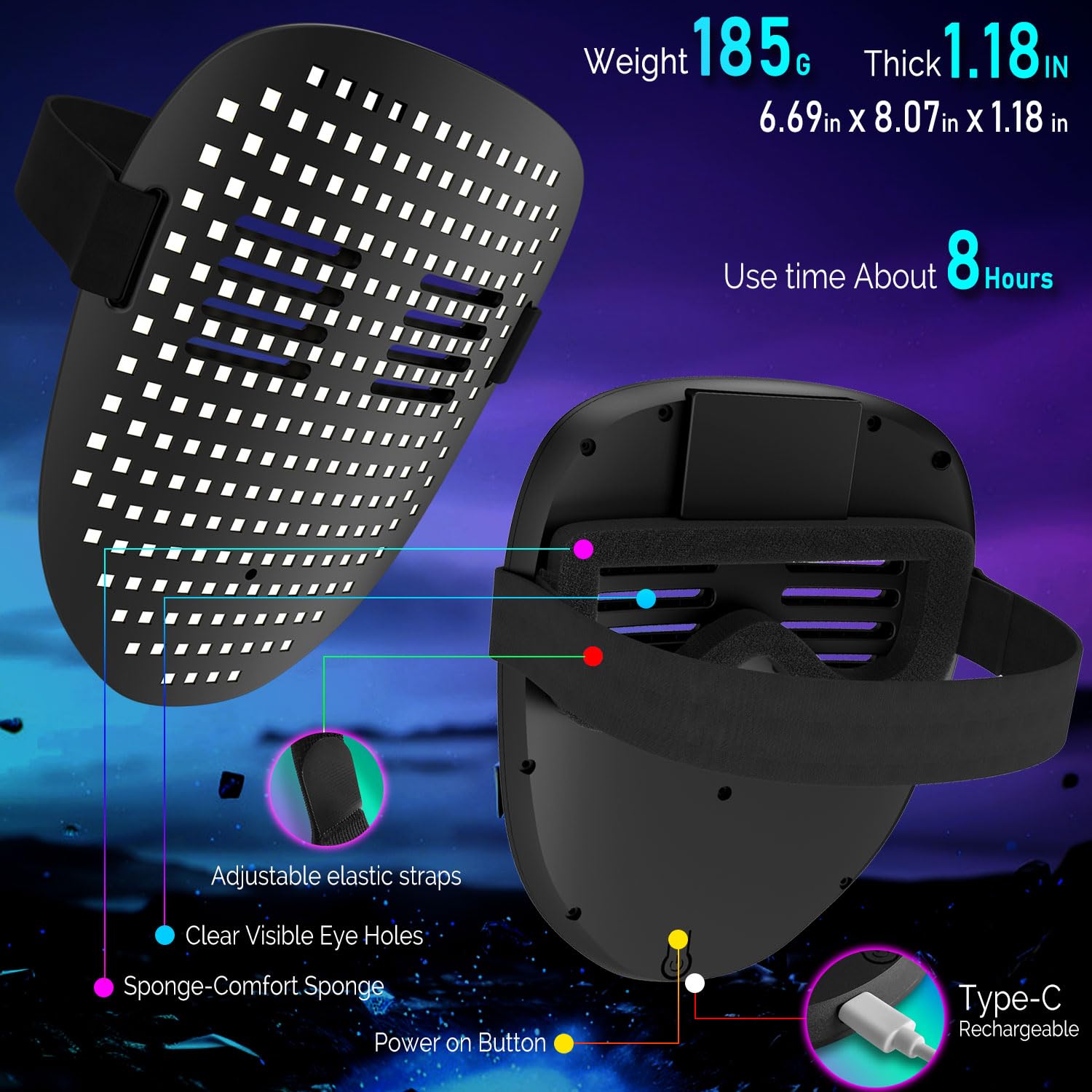 MEGOO Led Mask large eye holes improve visibility and expression during parties