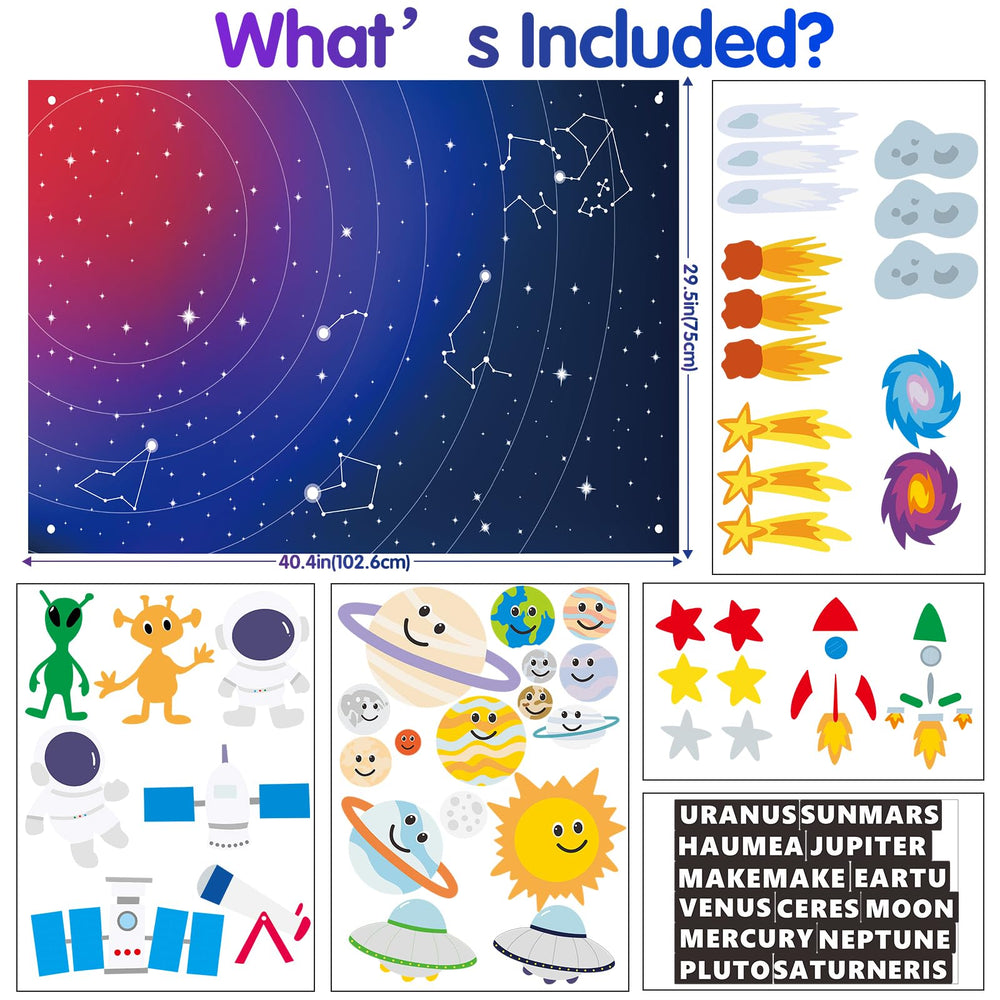 MEGUO Solar System astronaut figures on mat for imaginative play