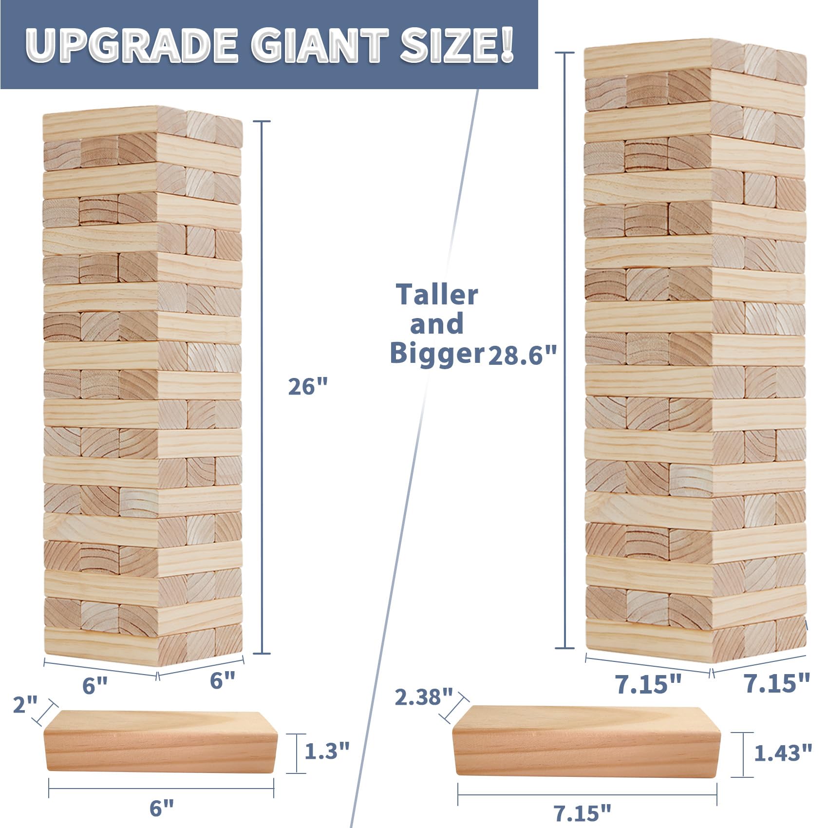 Megwoz New Zealand pine blocks showing premium wood texture for durable family games