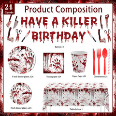 MEHOFOND bloody hand print plates 9-inch for dramatic horror dining