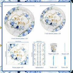 MEHOFOND blue floral pattern cups for coordinated wedding celebrations.