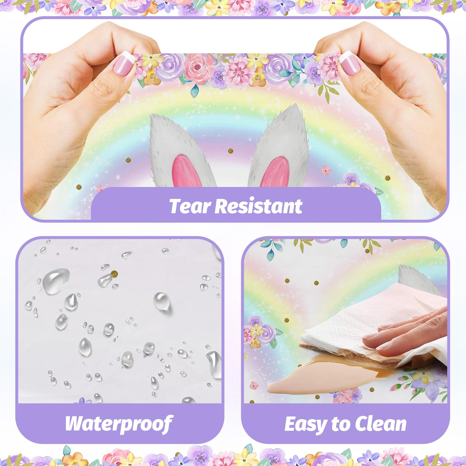 MEHOFOND bunny party photo prop tablecloth, enhances memorable shots.