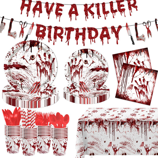 MEHOFOND killer birthday banner for bold Halloween decor and photo moments